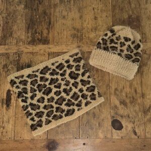 Marcus Adler Leopard Print Beanie and Scarf Set